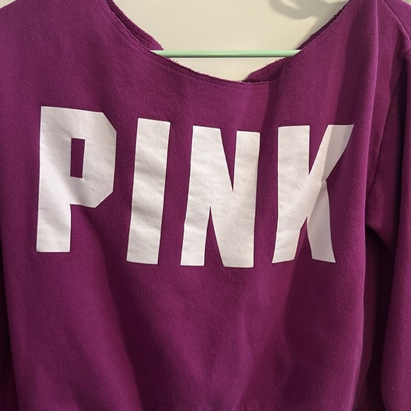 PINK Cropped Purple Sweatshirt - Picture 2 of 5